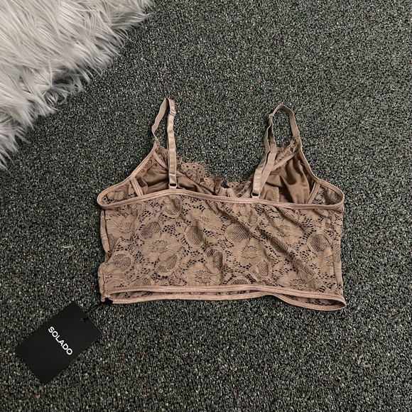 Nude Taupe Brown Tan Lace Structured Bustier Bra Corset Top Sexy Stretch Shirt S - Picture 9 of 16